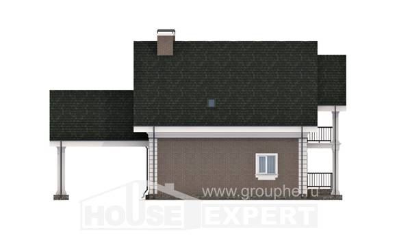 140-003-П Проект двухэтажного дома с мансардой, гараж, компактный коттедж из поризованных блоков Урюпинск, House Expert
