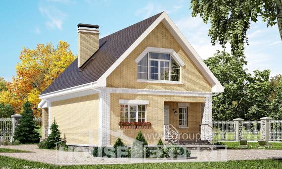 130-004-П Проект двухэтажного дома с мансардой, современный домик из газосиликатных блоков Михайловка, House Expert