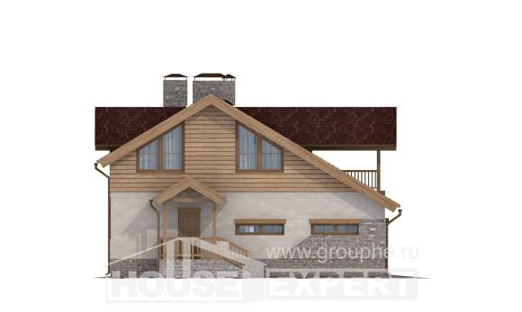 165-002-П Проект двухэтажного дома мансардный этаж и гаражом, современный домик из арболита Волгоград, House Expert