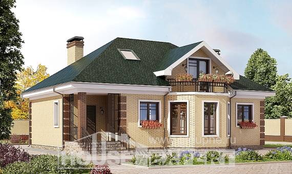 150-013-Л Проект двухэтажного дома с мансардным этажом, бюджетный загородный дом из кирпича Волжский, House Expert
