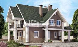 140-003-П Проект двухэтажного дома с мансардой и гаражом, простой загородный дом из арболита Камышин, House Expert