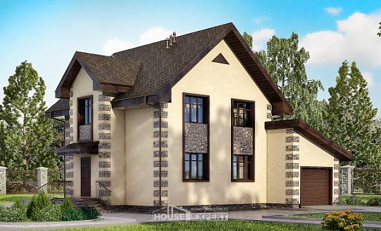 160-004-П Проект двухэтажного дома и гаражом, современный загородный дом из теплоблока Калач-на-Дону | Проекты домов от House Expert